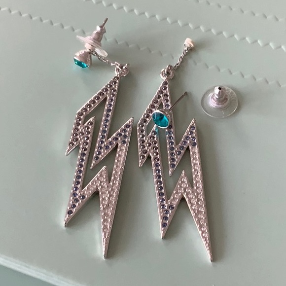 Swarovski crystal lightening bolt earrings. - Picture 2 of 4